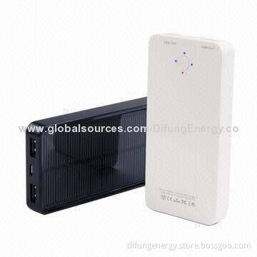 Solar Charger Power Banks, Classical White and Black Colors, Simple Design with 5,000mAh Dual-USB